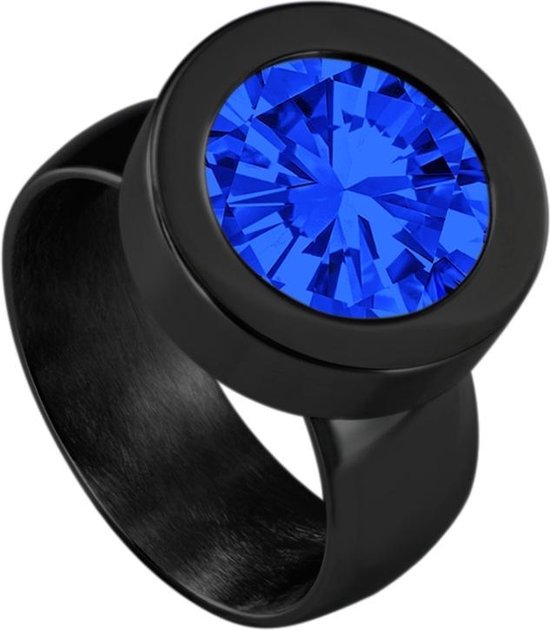 Quiges Ring de système de vis en acier inoxydable Zwart brillant 18 mm avec Mini pièce interchangeable de 12 mm - SLSRS54418