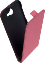 LELYCASE Echt Lederen Flip Case Bescherm Cover Huawei Ascend G730 Roze