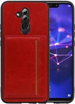 Rood Staand Back Cover 1 Pasjes voor Huawei Mate 20 Lite