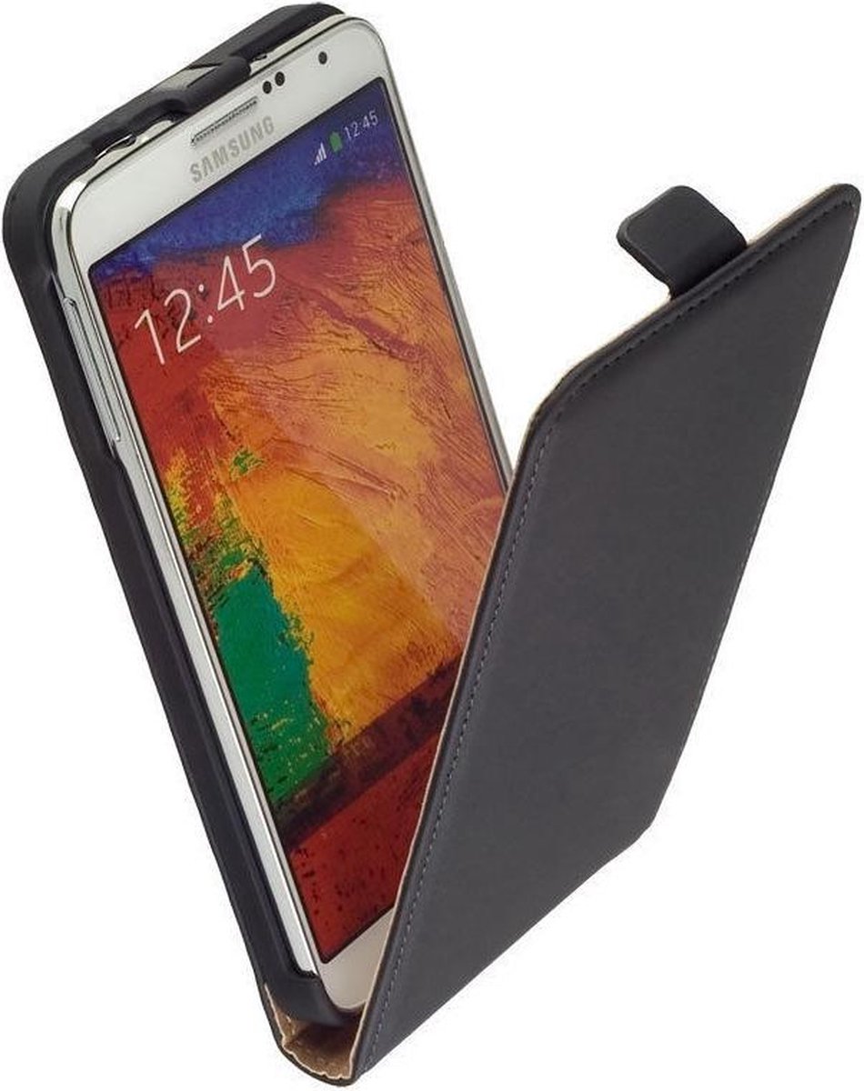 Lelycase Lelycase Lederen Flip Case Hoesje Samsung Galaxy NEO N7505 Zwart
