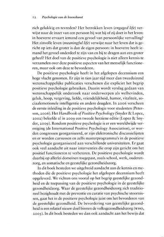 Pagina 12: "Psychologie van de levenskunst" met tekst over positieve psychologie.
