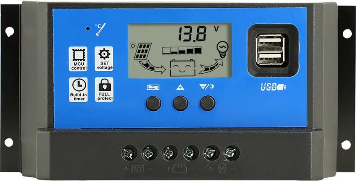 60A DC 12V - 24 V PWM Solar laadregelaar met LCD en 5V USB