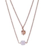 Orphelia ZK-7432 - Ketting Double - Zilver 925 - Zirkonia - Pink Stones - 45 cm