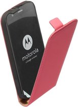LELYCASE Motorola Moto G2 (2014) Lederen Flip Case Cover Hoesje Roze
