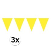 3x Mini vlaggenlijn / slinger - geel -  300 cm