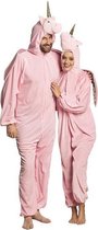 Eenhoorn dieren onesie/kostuum voor volwassenen roze - Verkleedpak unicorn M/L