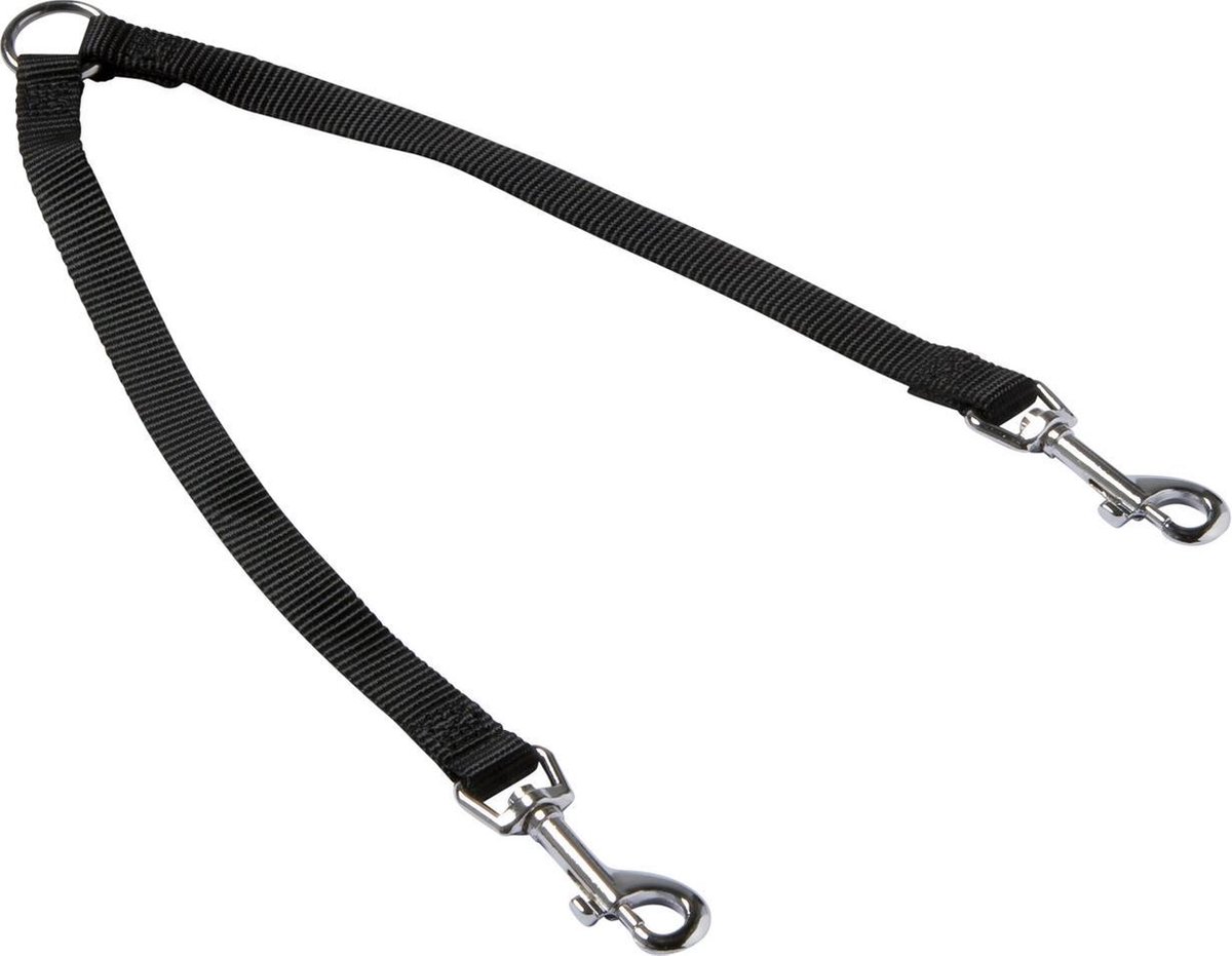 Adori Koppelstel Nylon zwart Duo hondenriem M/L 33-50 cm