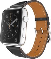 SmartphoneClip® Leer zwart Apple Watch Bandje geschikt voor Apple Watch 42mm, 44mm, 45mm, en 49 mm (alle generaties)