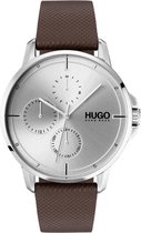 HUGO HU1530023 #FOCUS -  Polshorloge - Leer - Bruin - Ø 42 mm