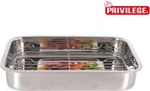 Privilege RVS oven schaal ( braadsleede ) incl. rooster 38x28 cm