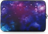 Laptop Sleeve met Galaxy print tot 15.4 inch – 37 x 26 x 1,5 cm - Blauw/Paars/Roze