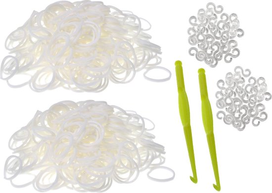 Onenigheid Reclame aanval 600 loom elastiekjes wit met weefhaken en S-clips voor eindeloos  speelplezier met deze... | bol.com