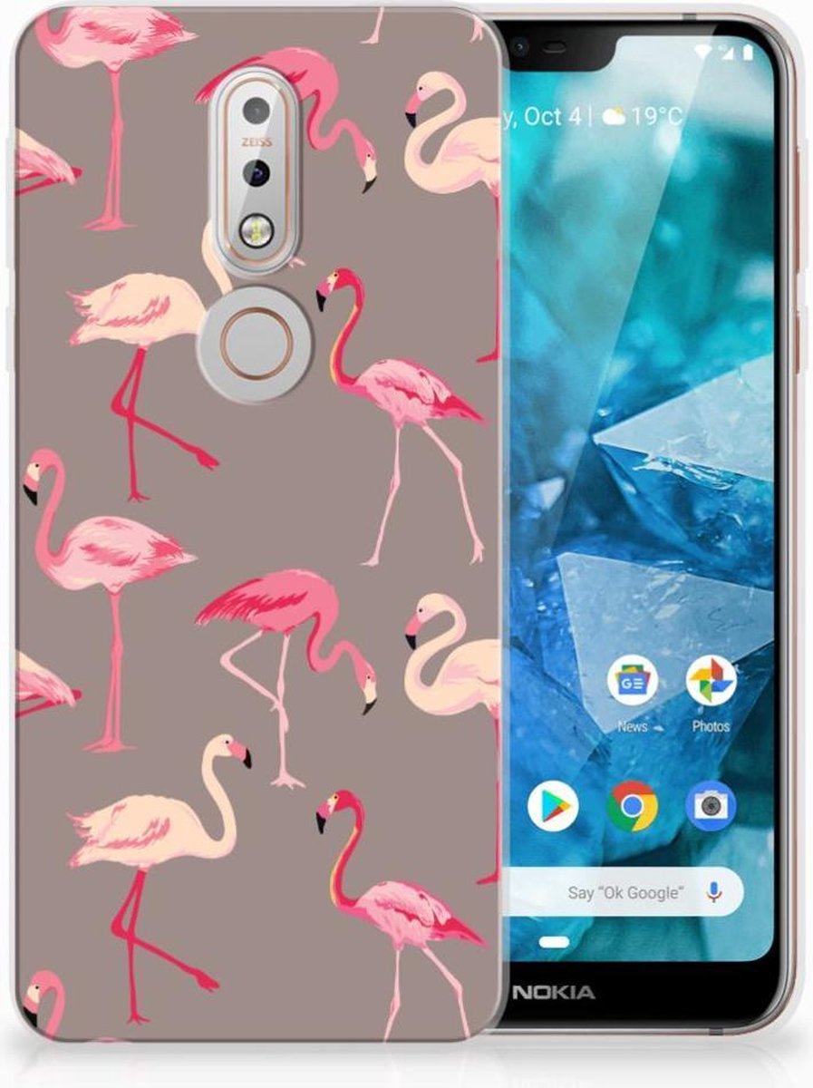 Nokia 7.1 TPU Hoesje Flamingo