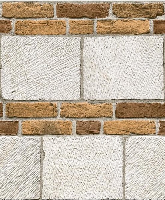 Dutch Wallcoverings vinylbehang beton/baksteen - beige