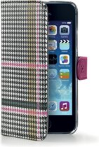 Celly - Pied de Poule wallet case - iPhone 5 / 5s - roze