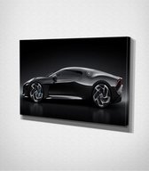Bugatti La Voiture Noire Canvas - 120 x 80 cm - Auto - Schilderij - Canvas - Slaapkamer - Wanddecoratie  - Slaapkamer - Foto op canvas