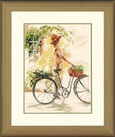 borduurpakket 34805 willem haenraets, meisje op fiets
