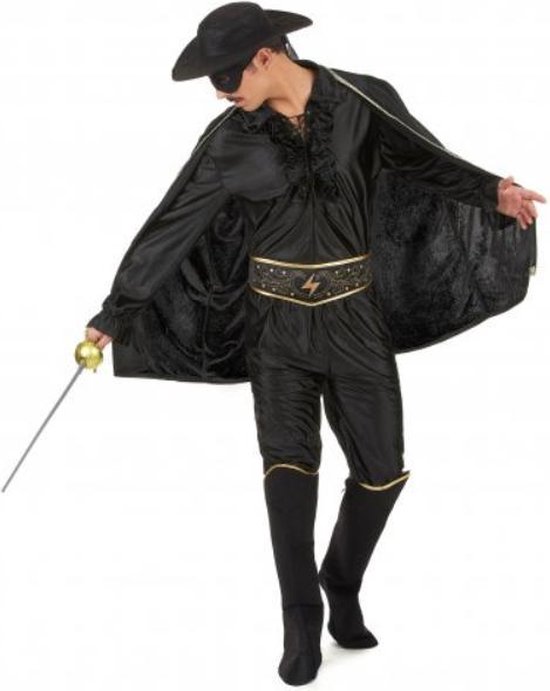 contant geld waar dan ook Monet Zorro kostuum - pak - Carnavalskleding - Heren - man - zwart - Maat L/XL |  bol.com