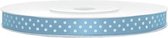 Satijn lint licht blauw dots 6mm/rol 25m