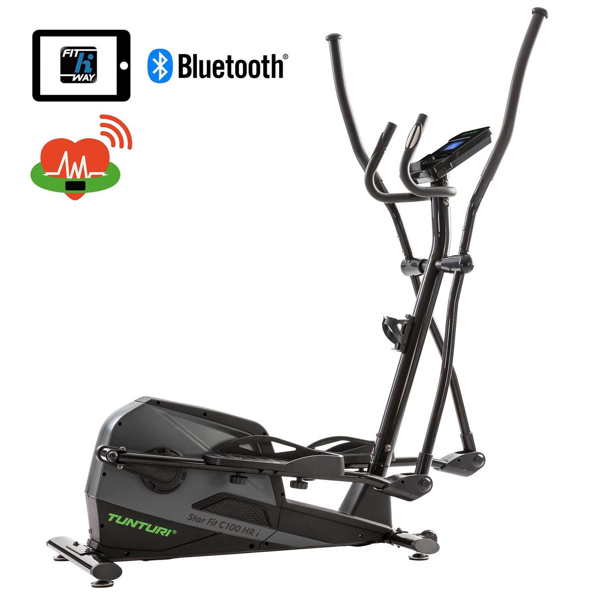 Afbeelding 2 van Tunturi Star Fit C100 HR I+ Crosstrainer - Bluetooth - Ergometer - 16 weerstanden - Verstelbaar - Incl. Trainingsapp