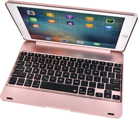 Shop4 iPad Pro 9.7 Toetsenbord Hoes Bluetooth Keyboard Cover Aluminium Roze Shop4 iPad Pro 9.7 Toetsenbord Hoes Bluetooth Keyboard Cover Aluminium Roze