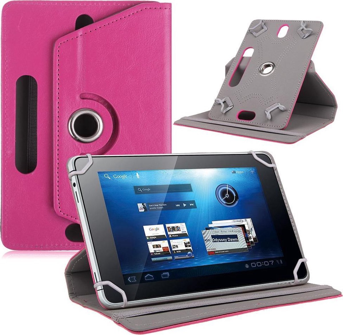9 inch tablet hoes 360 graden draaibaar pink universeel