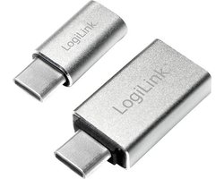 LogiLink USB 3.2 Gen 1 (USB 3.0) Adapter (1x USB-C stekker - 1x Micro-USB 2.0 B bus, USB 3.2 Gen 1 bus A (USB 3.0)) AU0