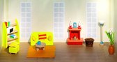 Goki Maison de poupée en bois salon moderne 34 pièces