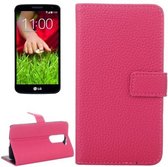LG Optimus G2 mini - Flip hoes cover case - PU leder - PC - roze