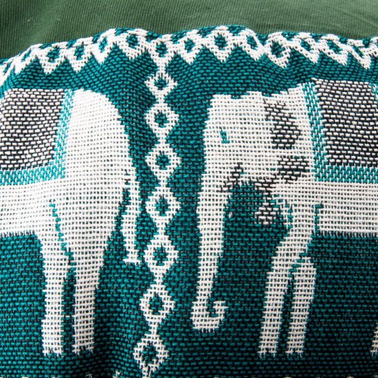 Meditatiekussen groen olifanten opdruk - Groen - 33x17 - Boekweit - Katoen — afbeelding 4