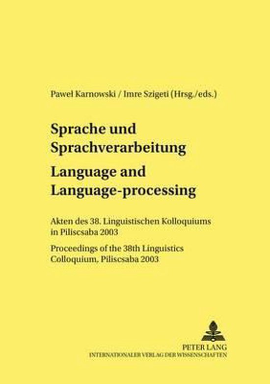 Sprache und Sprachverarbeitung. Language and Language-proces ... - cover