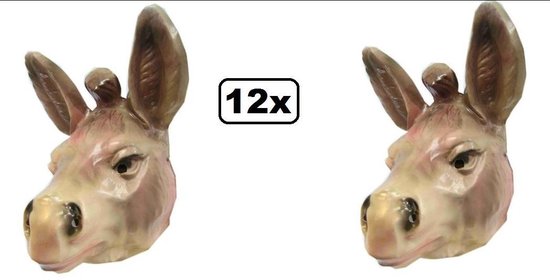 12x Masker ezel plastic volwassen - Ezel dier masker volwassennen carnaval  thema feest... | bol.com