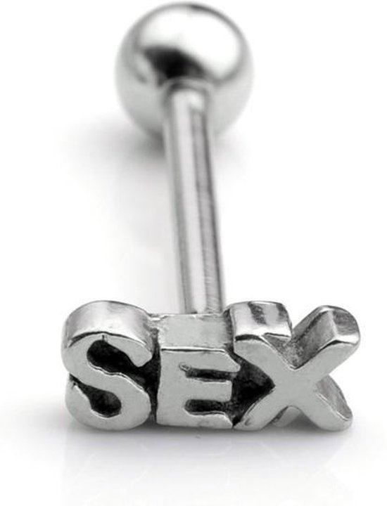 Zilverkleurige tongpiercing tekst SEX | bol.com