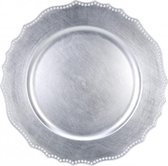 Rond zilveren kaarsenplateau/kaarsenbord 33 cm - onderbord / kaarsenbord / onderzet bord voor kaarsen