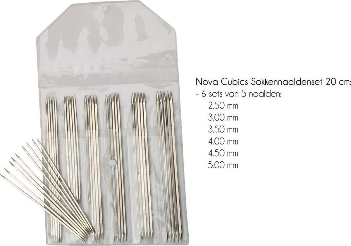 KnitPro Nova Cubics sokkennaaldenset 20cm 2.50-5.00mm