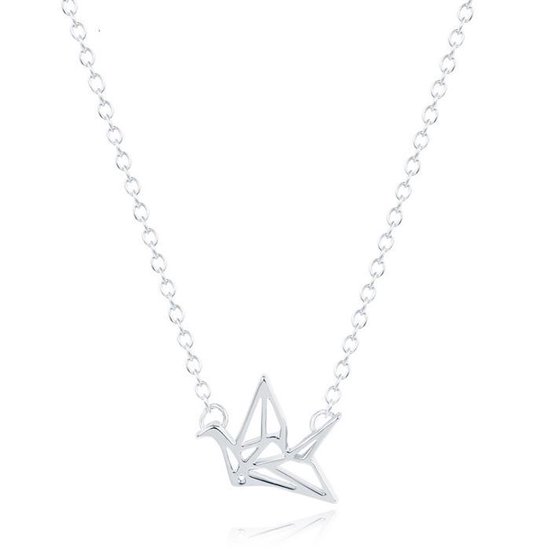 LGT Jewels Dames ketting Origami Crane hanger Zilverkleurig