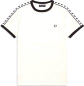 Fred Perry Taped Ringer regular fit T-shirt M6347 - korte mouw O-hals - wit - Maat: S