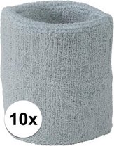 10x Lichtgrijs zweetbandje voor pols - zweetbandjes