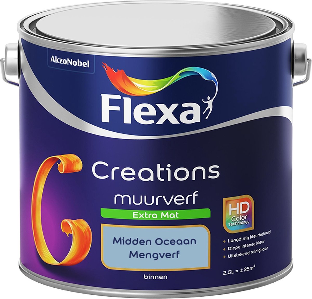 Flexa Creations Muurverf - Extra Mat - Mengkleuren Collectie - Midden Oceaan - 2,5 liter