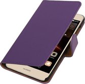 Paars Effen booktype wallet cover hoesje voor Huawei Y6 II Compact