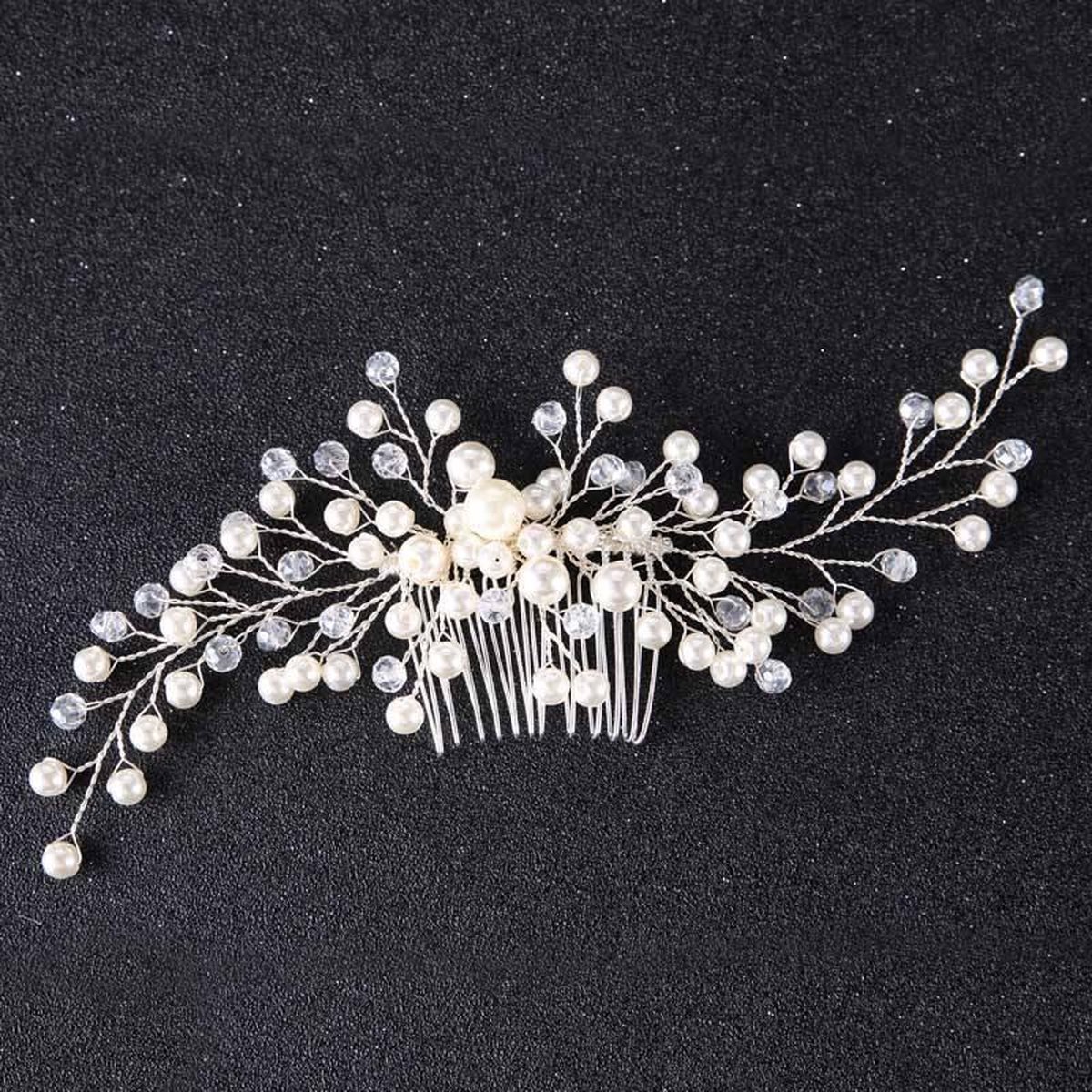 30mm Deluxe Heavy Multi Sized Parel Kralen Couture Bruids Kant Trimmen Ivoor - per meter