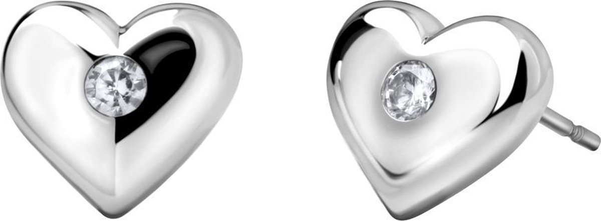 Quiges - Oorknoppen Hart met Zirkonia Transparant - Dames Oorbellen - 925 Zilver Rhodium - ESE019