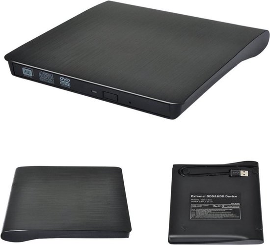 Externe DVD/CD speler voor laptop of computer met USB aansluiting - zwart