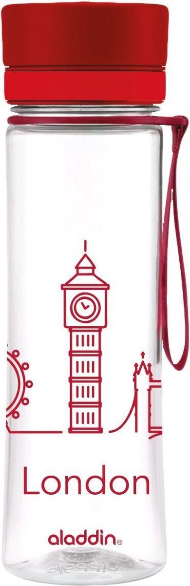Aladdin Aveo Waterfles - 600 ml - Incl. City Print - Rood Londen