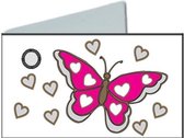 32 naamkaartjes met fuxia vlinder