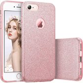 iPhone SE 2020 Hoesje - iPhone SE 2022 Hoesje - iPhone 8 Hoesje - iPhone 7 Hoesje - Glitter Back Cover Bling Siliconen Case Hoes Roze