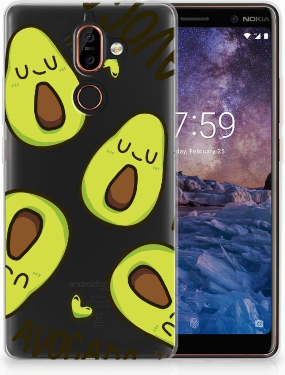 Back Cover voor Nokia 7 Plus Telefoonhoesje met Naam Avocado Singing
