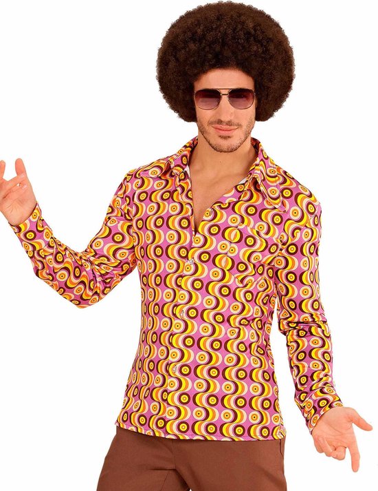 WIDMANN - Groovy jaren 70 disco blouse voor mannen - S / M