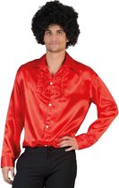 Voordelige rode rouche blouse voor heren - carnavalskleding 56/58