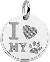 The Jewelry Collection Graveerhanger I love my dog - Zilver